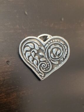 Cynthia Webb Heart-Shaped Silver/Pewter Brooch Pin